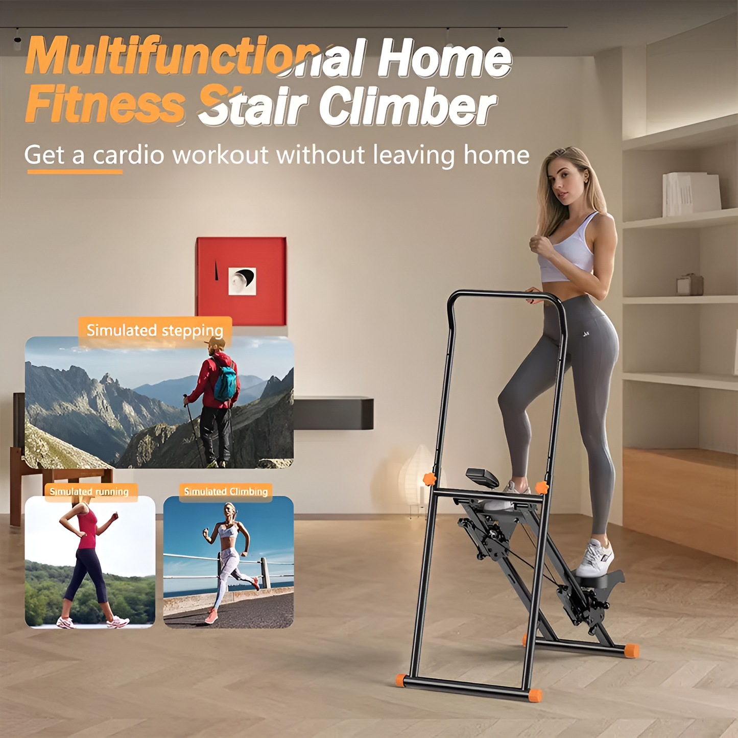 Stair Stepper for Home Gym, Vertical Stair Climber Machine for Full-Body Workout, Compact & Foldable Cardio Stepper with Adjusta